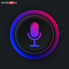 The microphone icon in a fashionable flat style is isolated against the background.