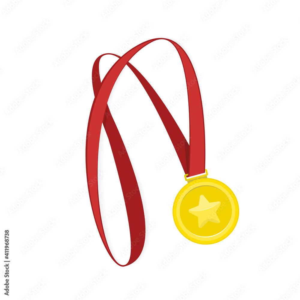 Wall mural gold medal icon. medal icon in flat style isolated on white background. gold medal icon vector illus