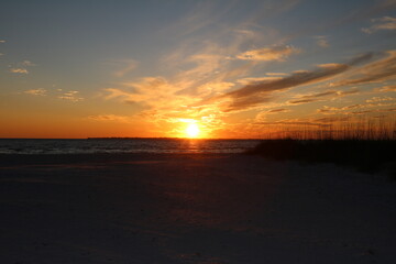 Sunset at Fort Myers Beach Bowditch Point Park, Florida USA