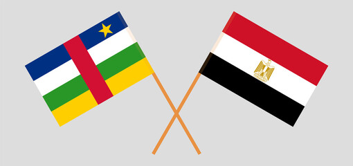 Crossed flags of Central African Republic and Egypt