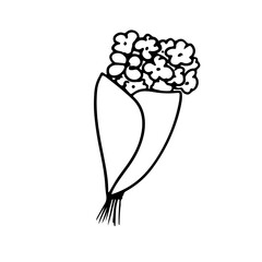 Simple flowers bouquet in doodle style. Vector
