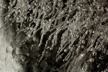 burbujas de aire congeladas por agua, macro arte, cromo, vida, espacio, virus