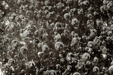 burbujas de aire congeladas por agua, macro arte, cromo, vida, espacio, virus