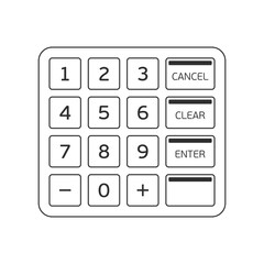 Atm keypad isolated on white. Keyboard buttons of automated teller machine. Vector illustration EPS 10.