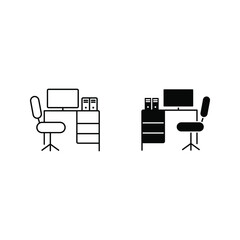 Workplace. linear icon. Line with Editable stroke on white background color editable