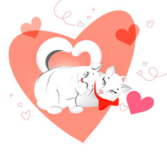 valentine card with cute couple of cats