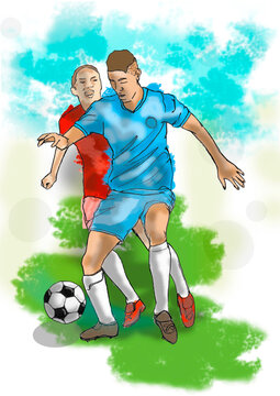 Soccer Match Illustration , Players Football Attack, 
throw