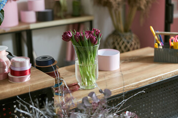 Flowers and bouquets at modern light flower shop