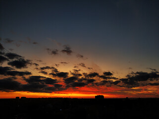 Beautiful color sky at sunset close up