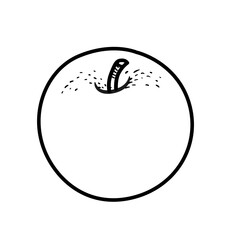 Sweet apple linear drawing on white background