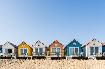 Colored beach houses in the Netherlands