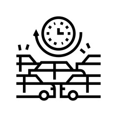 waiting time in traffic jam line icon vector. waiting time in traffic jam sign. isolated contour symbol black illustration