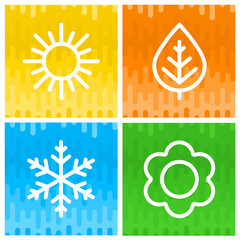 A set of colorful icons of seasons. The seasons - winter, spring, summer and autumn. Weather forecast sign. Season simple elements concept.