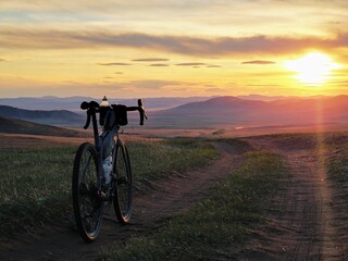 bike on the background of a beautiful sunset