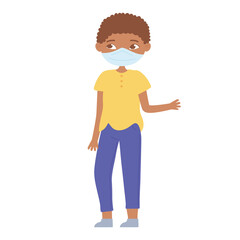 afro american boy with face mask