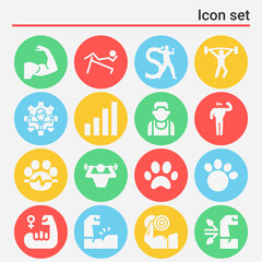 16 pack of resemblance  filled web icons set