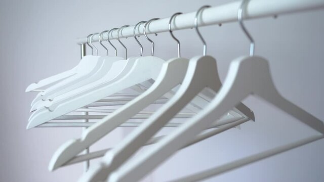 Empty Clothes Hangs In Dressing Room
