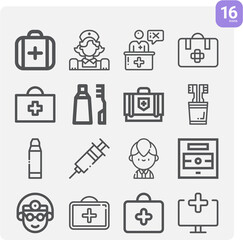 Simple set of surgeon related lineal icons.