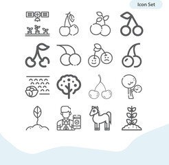 Simple set of orchard related lineal icons.