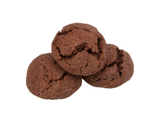 Yummy cocoa chocolate cookies isolated on the white background