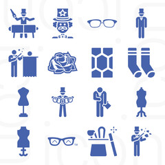 16 pack of grammatical gender  filled web icons set