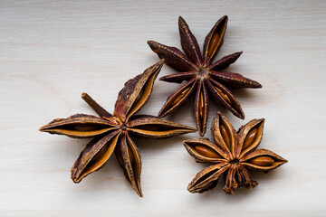 Close-up of star anise on the table.