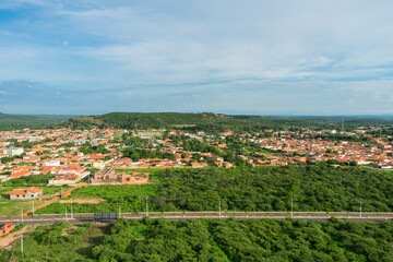 A view of the city from the top of Morro do Leme viewpoint in Oeiras, Piaui - Brazil