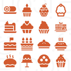 16 pack of birthday cake  filled web icons set