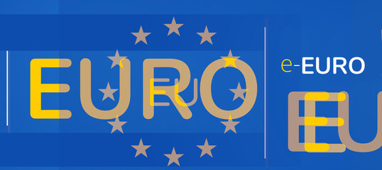European digital e-euro currency symbolic 3d-illustration