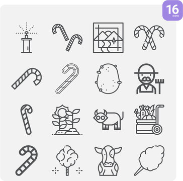 Simple set of farming related lineal icons.