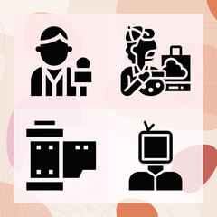 Simple set of photographer related filled icons