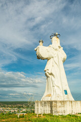 Statue of Our Lady of Victory at the top of Morro do Leme viewpoint in Oeiras, Piaui - Brazil