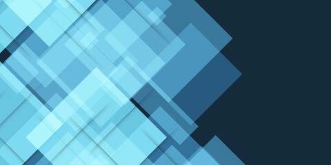 Square shapes composition geometric abstract background. Flat shadow effects and fluid gradients. Modern overlapping forms. Blue green abstract digital business background with square shape for design