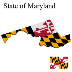 Flag of State of Maryland of USA on 3d map