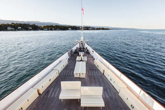 Belle epoque steam paddle boat Savoie on Lake Geneva, Switzerland