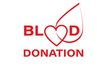 Blood Donation .Logo with image of red heart on white background.World Blood Donor Day. Vector icon .
