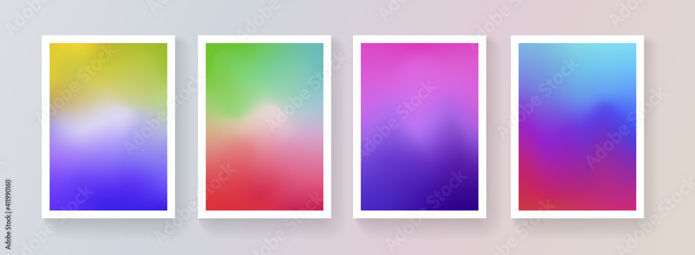 Aufkleber Set of soft color background vector design. Abstract colorful gradient backdrops collection. Modern template for Brochure, Banner, Placard, Cover.