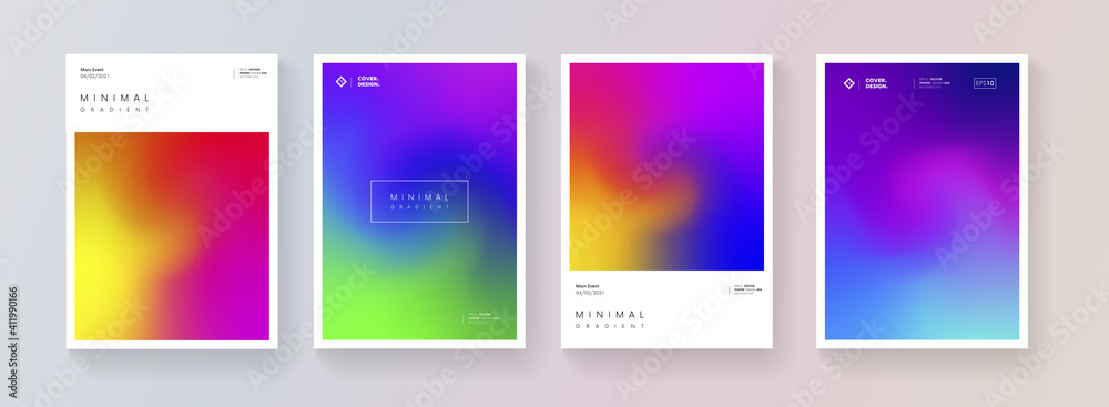 Aufkleber Set of soft color background vector design. Abstract colorful gradient backdrops collection. Modern pattern.