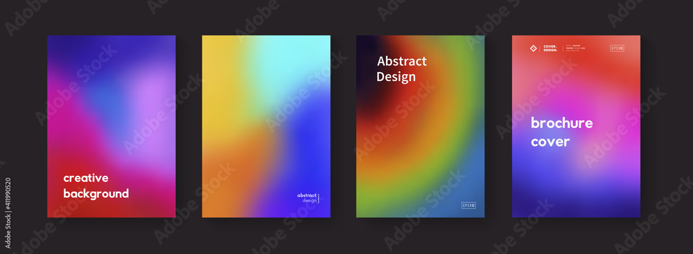 Aufkleber Set of colorful gradient backgrounds vector design. Modern abstract posters collection.