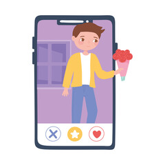 boy searching for romantic relationship, dating application