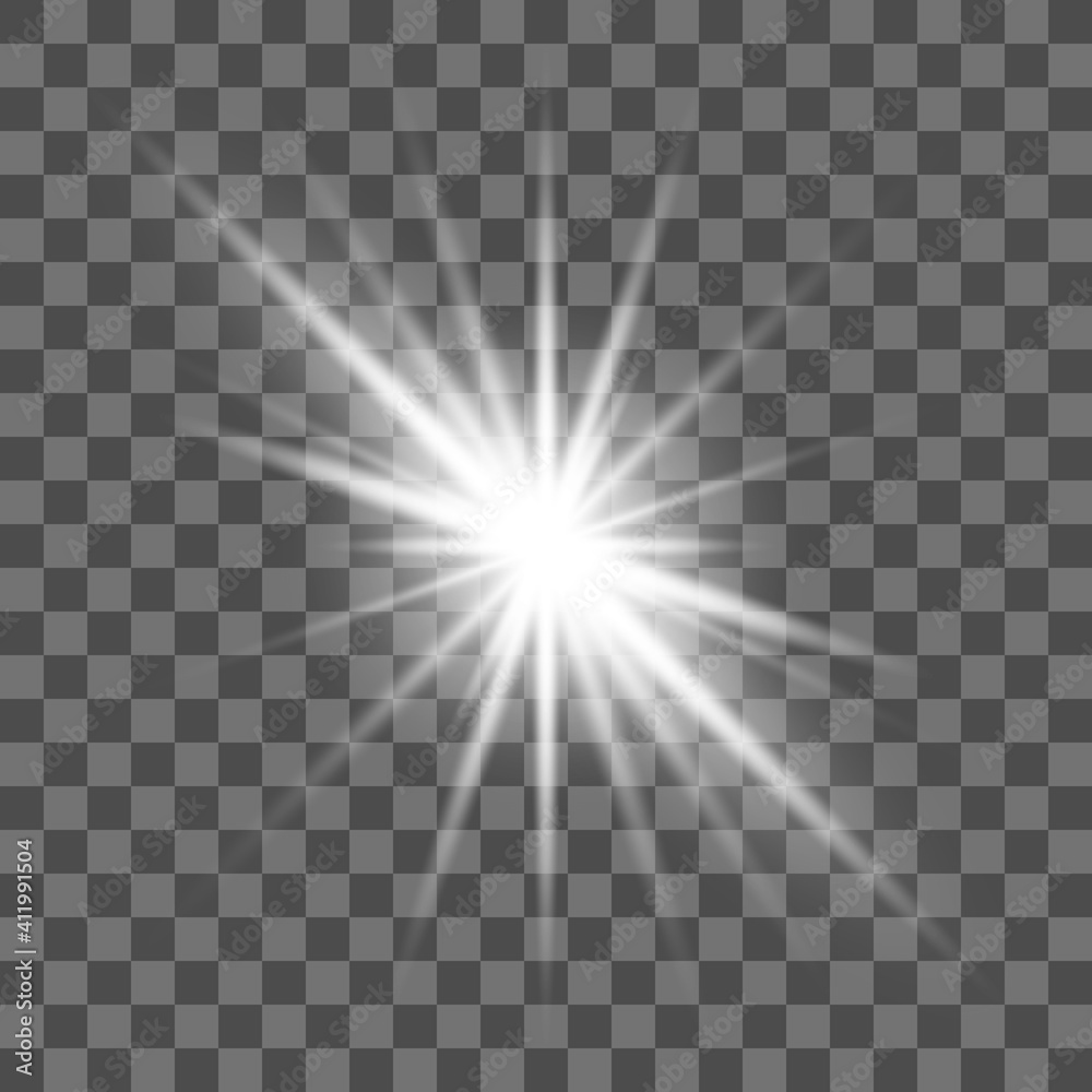 Wall mural white beautiful light explodes with a transparent explosion. vector, bright illustration for perfect