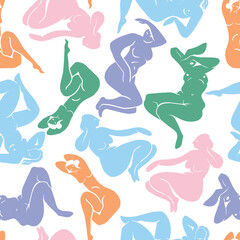 Seamless pattern with body shapes. Inspired by Matisse paintings. 