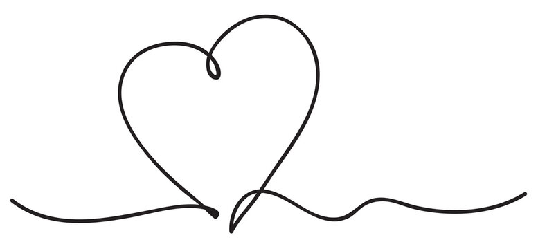 recommend clip art: Heart. Abstract love symbol. Continuous line art drawing vector illustration