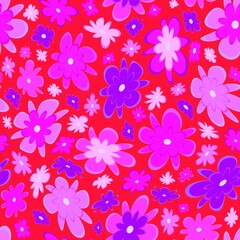 Trendy fabric pattern with miniature flowers.Summer print.Fashion design.Motifs scattered random.Elegant template for fashion prints.Good for fashion,textile,fabric,gift wrapping paper.Pink on red