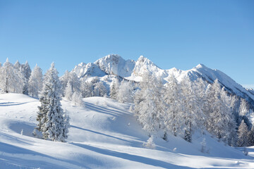 Winter in mountains. An amazing winter scenery with a lot of snow