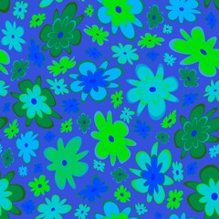 Trendy fabric pattern with miniature flowers.Summer print.Fashion design.Motifs scattered random.Elegant template for fashion prints.Good for fashion,textile,fabric,gift wrapping paper.Green on azure