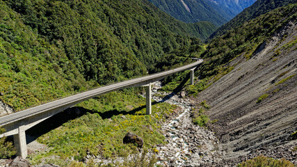 Otira Viaduct from the lookout in Arthur's Pass National Park, New Zealand.