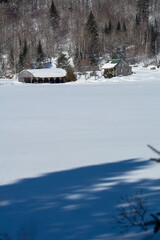 Winter landsacape on the countryside in Quebec, Canada