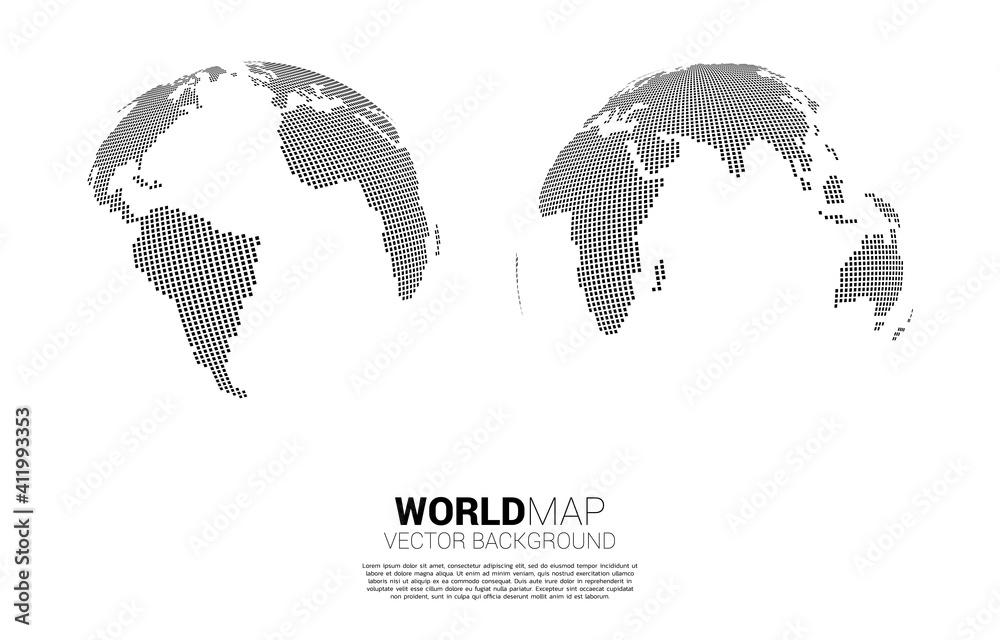 Poster Globe 3D World map from square pixel . concept of global Digital network