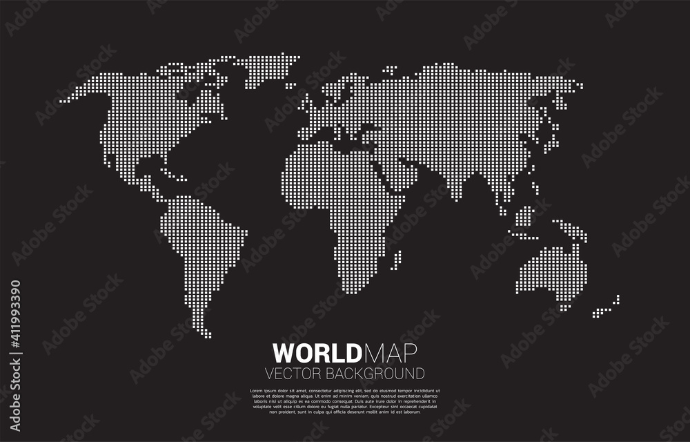 Poster world map from square pixel. concept of global digital network